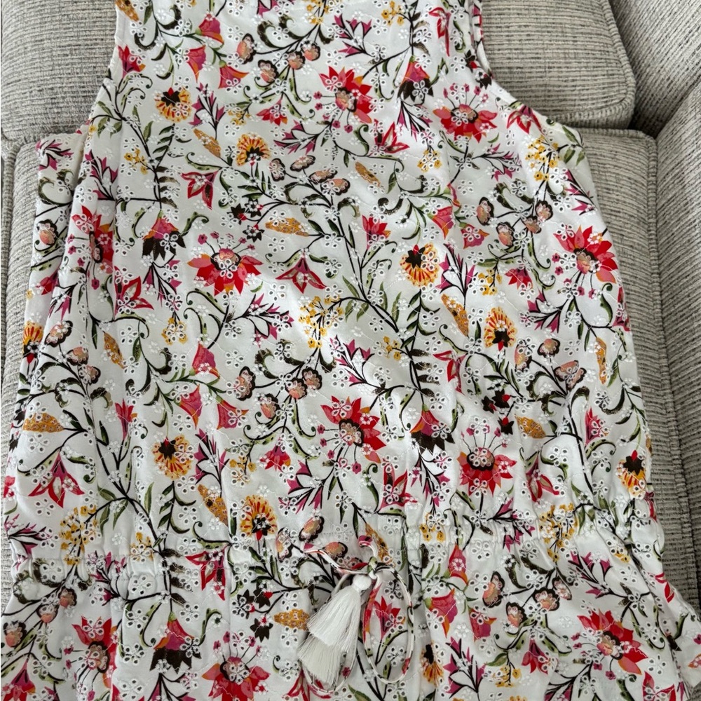 J. Jill Cheerful Vines Floral Eyelet Top Size Medium